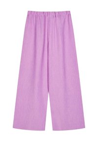 Lichtpaarse wijde broek van textuurstof met een elastische tailleband, met een losse pasvorm en een rechte snit.