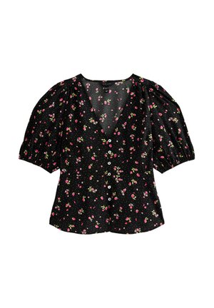 New Look FLORAL PRINT V-NECK  - Blouse - black pattern