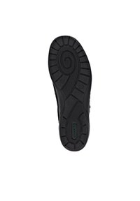 Semelle en caoutchouc noir avec un motif de traction texturé, présentant un design en spirale et la marque "remonte" près du talon. Taille 37 indiquée.