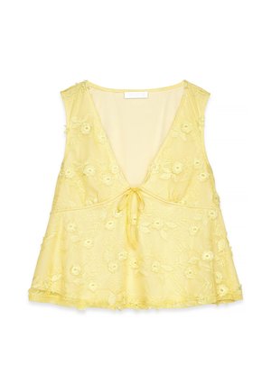 NA-KD FLOWY V-NECK SINGLET - Blouse - yellow