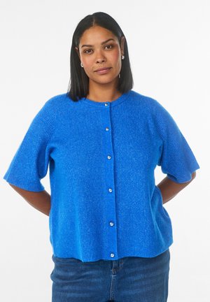 KURZÄRMELIG MIT GLÄNZENDEN KUGELKNÖPFEN - Cardigan - victoria blue mel