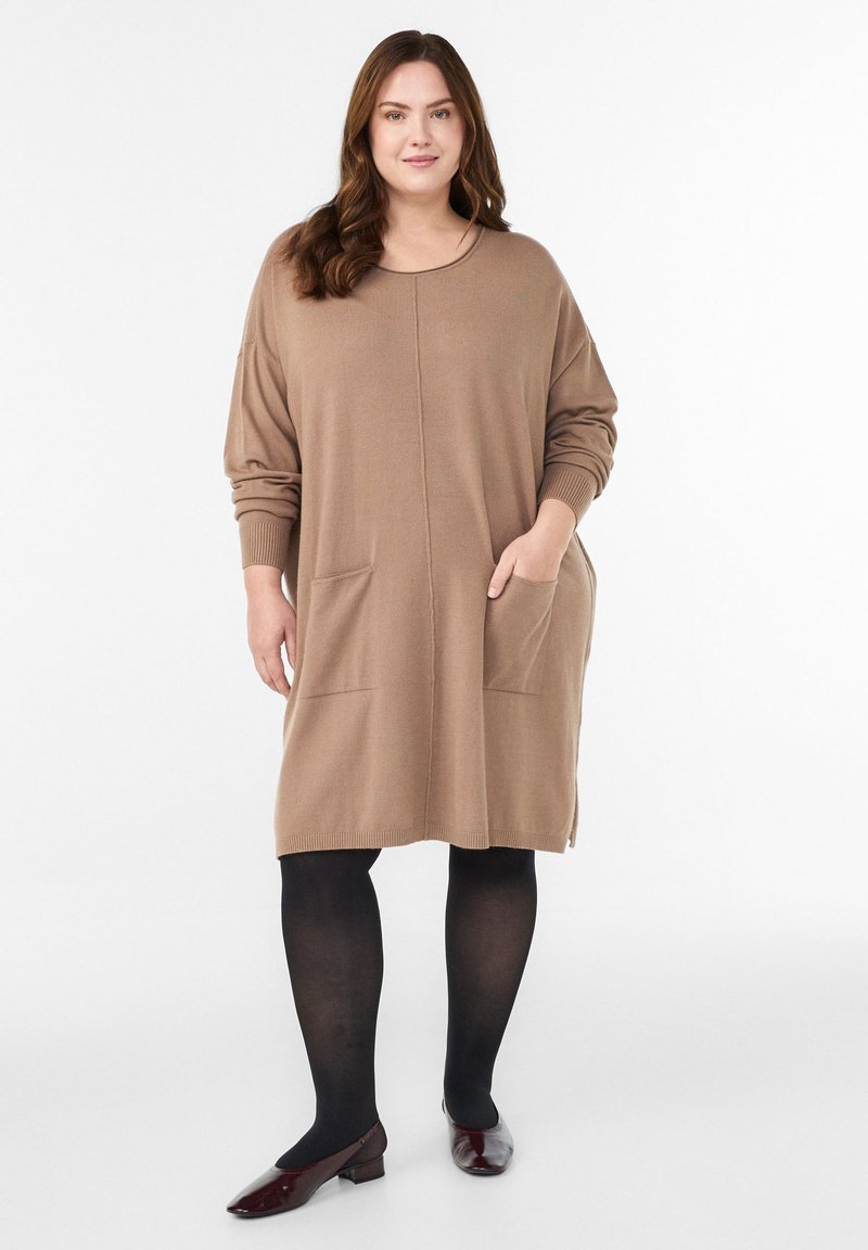 Zizzi Jumper dress - pine bark/light brown - Zalando.ie