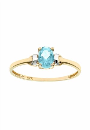 DIAMANT L'ÉTERNEL 9CT AND CUBIC ZIRCONIA AQUAMARINE BIRTH - Ring - yellow