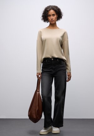 Langærmet T-shirt - beige