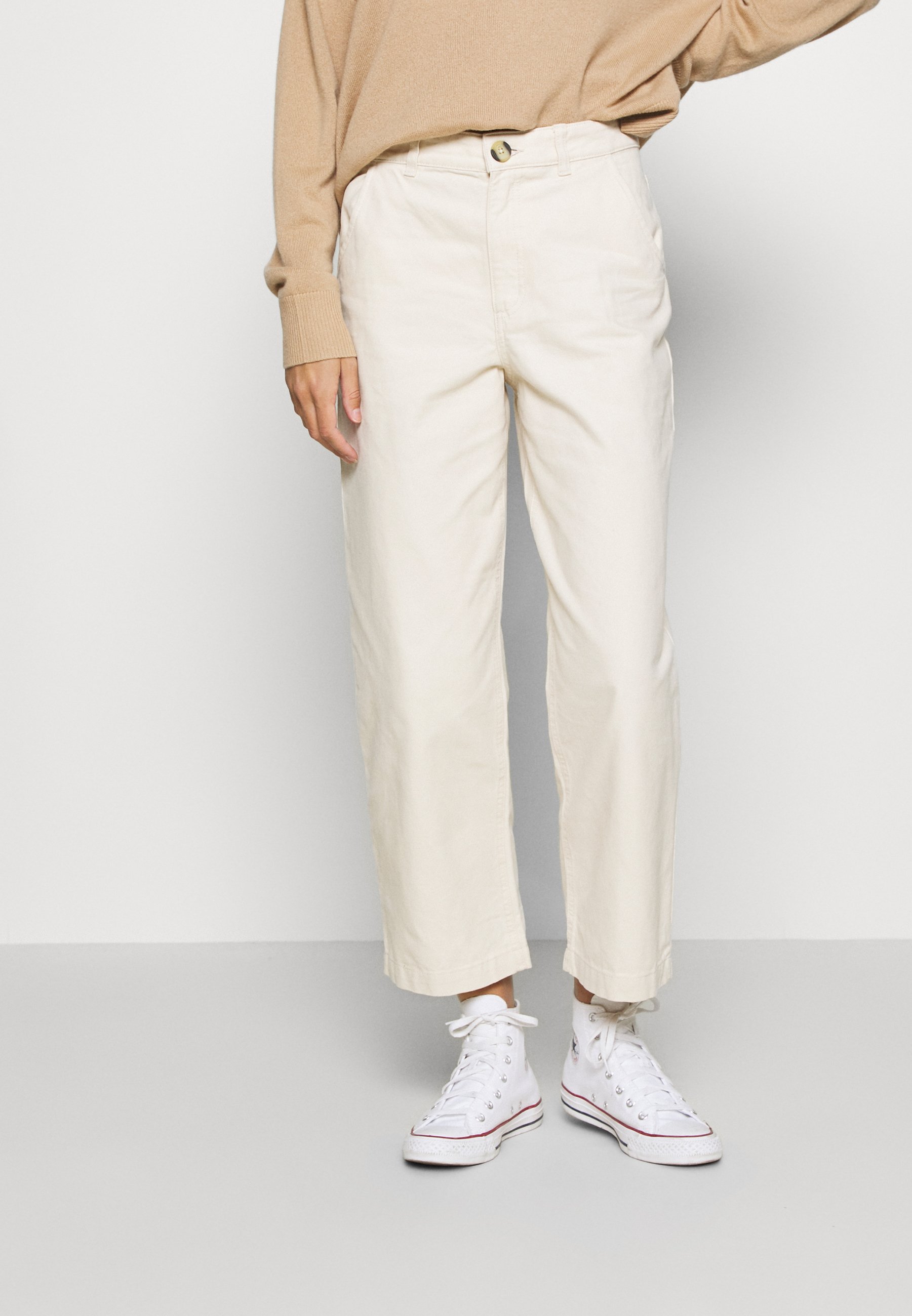 Monki MABEL TROUSERS Bukse white dusty light flex Monki CILLA TROUSERS - Bukse - white light