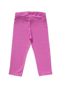 Leggings rosa realizzati in cotone leggero e stretch. Presentano una vita elastica e una vestibilità aderente con cuciture pulite.