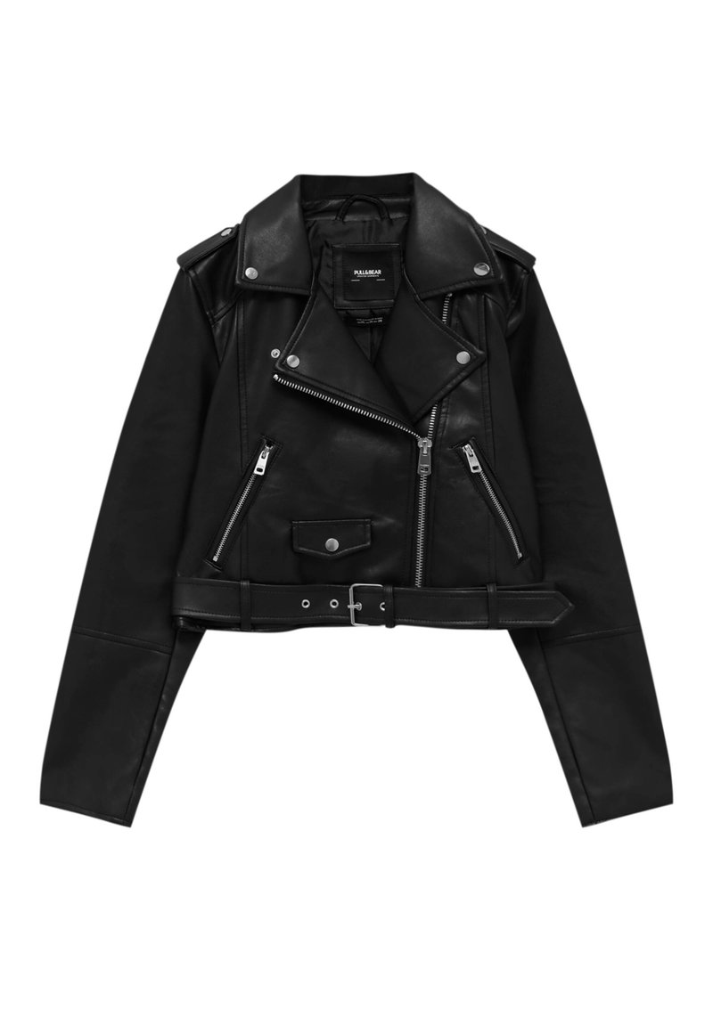 PULL&BEAR WITH SIDE ZIP - Kunstlederjacke - black/schwarz - Zalando.de