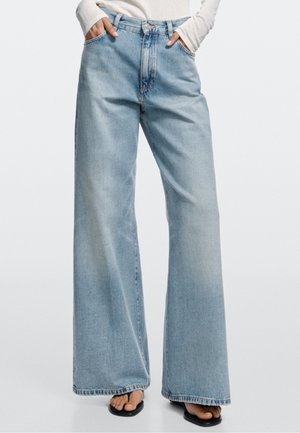 Massimo Dutti, HIGH-WAIST PALAZZO JEANS - Wide leg - light-blue denim