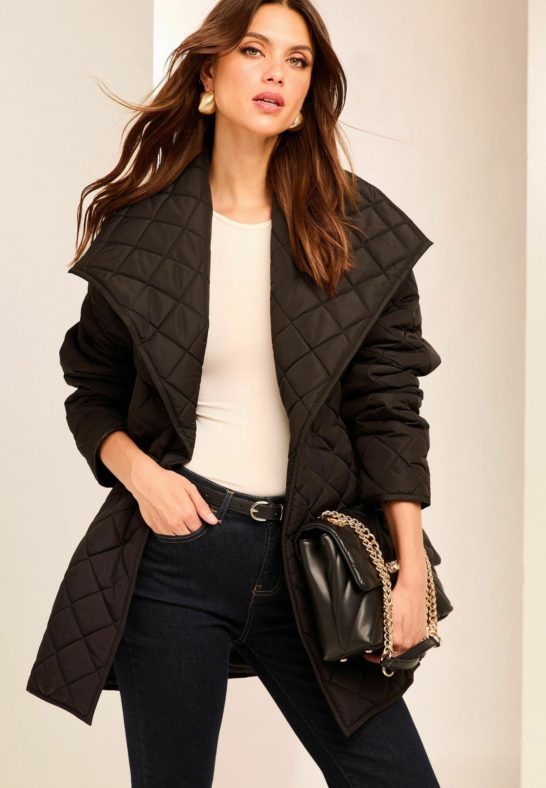 Shower Resistant Lipsy Faux Leather Padded Jacket Buy Lipsy Black