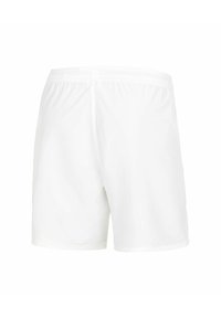 Weiße Sportshorts mit einem dehnbaren Bund, glatter Textur und einem klaren, schlichten Design ohne Muster oder Akzente.
