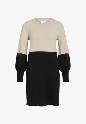 VILA, VIKERRY O-NECK KNIT DRESS - NOOS - Robe pull - black beauty