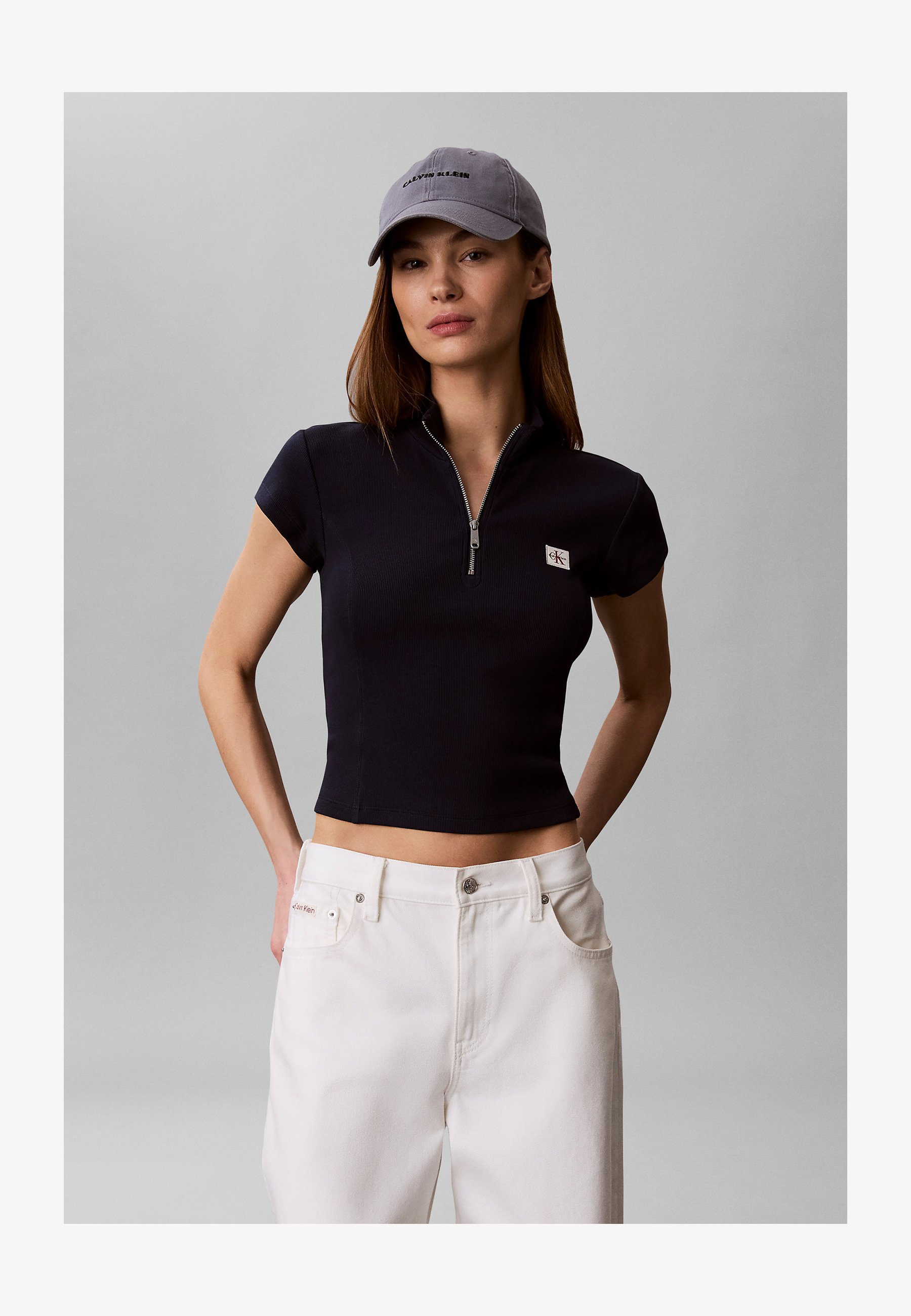 Maglietta Crop Top Donna Y2K A Costine, Maniche Corte Girocollo, Nero Taglia L, Slim Fit In Misto Poliestere