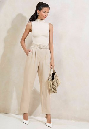 Lipsy REGULAR FIT - BARREL LEG  - Trousers - stone