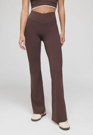 OSIA, REGULAR FIT - WRAP FRONT FLARED LEGGINGS . - Leggings - Hosen - chocolate brown