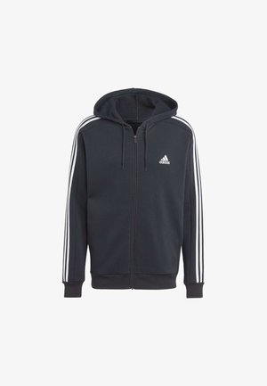 adidas Sportswear, ESSENTIALS 3 STRIPES FULL ZIP - Felpa con zip - black
