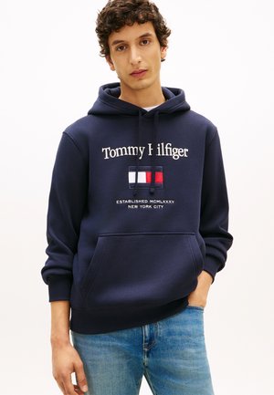 Tommy Hilfiger EMBRO FLAG - Φούτερ με κουκούλα - desert sky