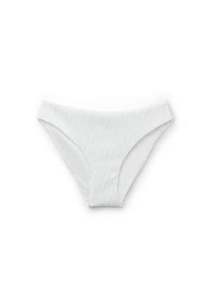 Weißer Bikini-Unterteil mit einem strukturierten Wellenmuster, einer mittelhohen Taille und glattem Stoff mit sanften Kanten und minimalen Nähten.