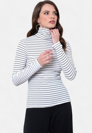 TURTLE NECK  - Maglietta a manica lunga - white   black stripes