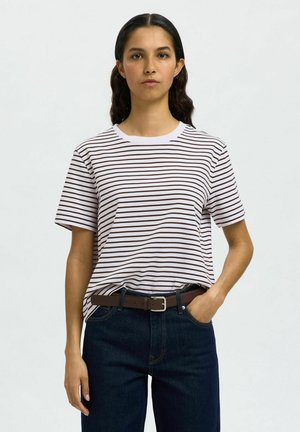 SLFESSENTIAL STRIPED  NOOS - Print T-shirt - delicioso stripes bright white thin