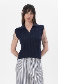 Tommy Hilfiger CABLE OPEN - Poloskjorter - dark night navy