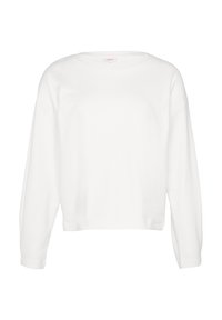 Witte pullover sweatshirt met lange mouwen, wijde halslijn en een relaxte fit. Gemaakt van zachte, gestructureerde stof zonder patronen of metalen onderdelen.