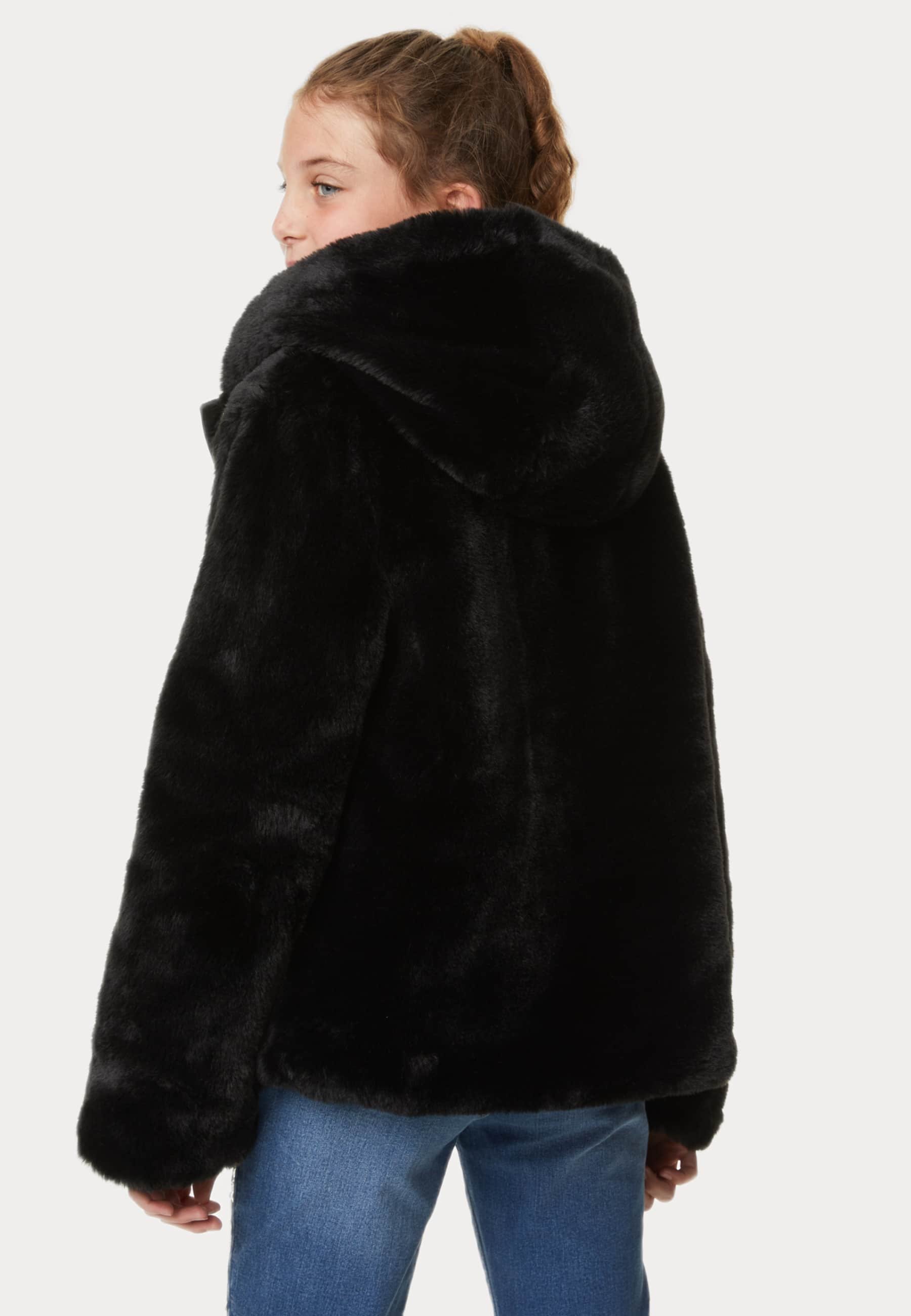 Marks & Spencer FAUX FUR HOODED - Short coat - black/mottled