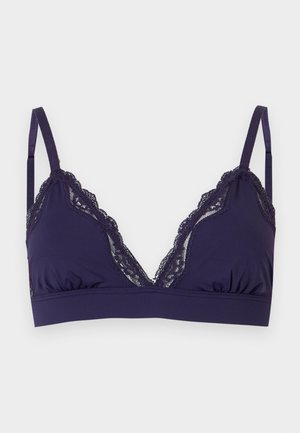 Σκούρο μωβ μαλακό σουτιέν με ρυθμιζόμενα λουράκια και δαντέλα κατά μήκος των κυπέλων και του ντεκολτέ.