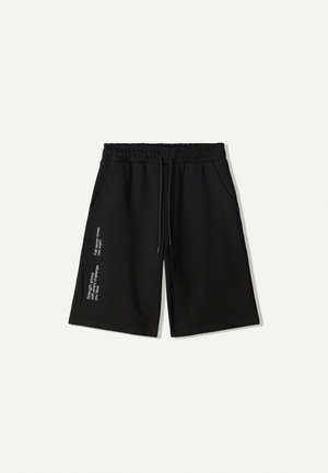 Bershka PLUSH WITH PRINT - Shorts - black
