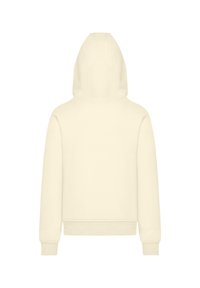 Hoodie in off-white, gemaakt van zachte stof. Heeft een eenvoudig ontwerp met ribgebreide manchetten enzoom, zonder zichtbare logo's of patronen.