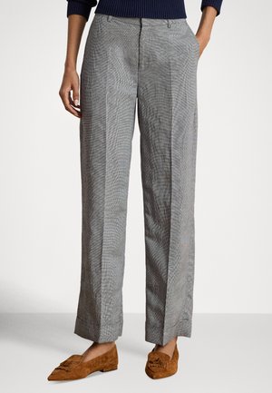 BASKET-WEAVE LINEN-BLEND CROPPED PANT - Bukser - navy/white