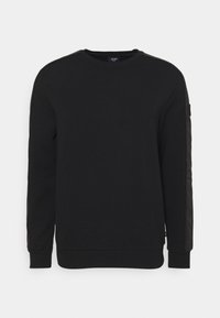 Černá mikina ze směsi bavlny, s dlouhými rukávy, kulatým výstřihem, žebrovanými manžetami a kontrastními bočními panely.