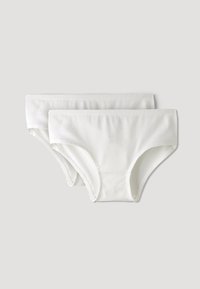 Witte katoenen boxershort in twee maten met een zachte textuur, elastische taillebanden en een eenvoudig ontwerp. Geen patronen of zichtbare hardware.