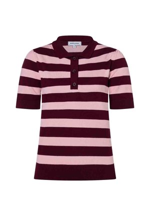 More & More, MORE & MORE SCHMALER, GESTREIFTER KURZARM-POLO-PULLOVER - Poloshirt - knitted blockstripe nostalgia rose ruby orchid