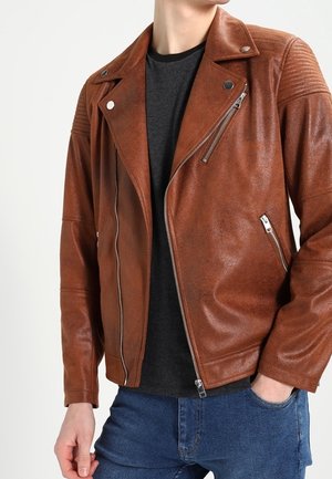 Imitatieleren jas - mottled orange