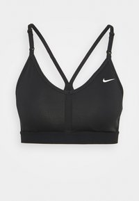 Nike Performance - INDY V NECK BRA - Neliela atbalsta sporta krūšturis - black/white Miniatūras attēls 1