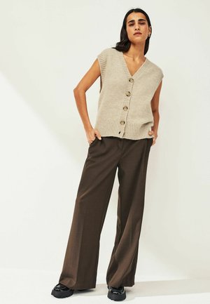 BUTTON FRONT - REGULAR FIT - Brezrokavnik - brown