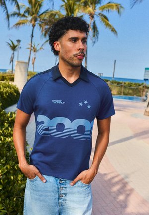 Bershka, RETRO PRINT - POLO SHIRT - Pikeepaita - royal blue