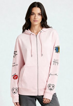 BRUTAL TATTOO EMBROIDERY UNISEX ZIPPED  - Felpa con zip - pink