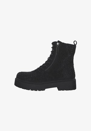 La Strada Enkellaarsjes met plateauzool - black micro stones