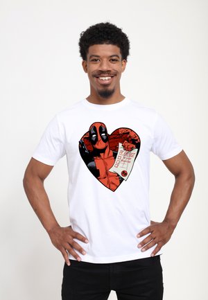 VALENTINES DAY DEADPOOL LIST - Print T-shirt - white