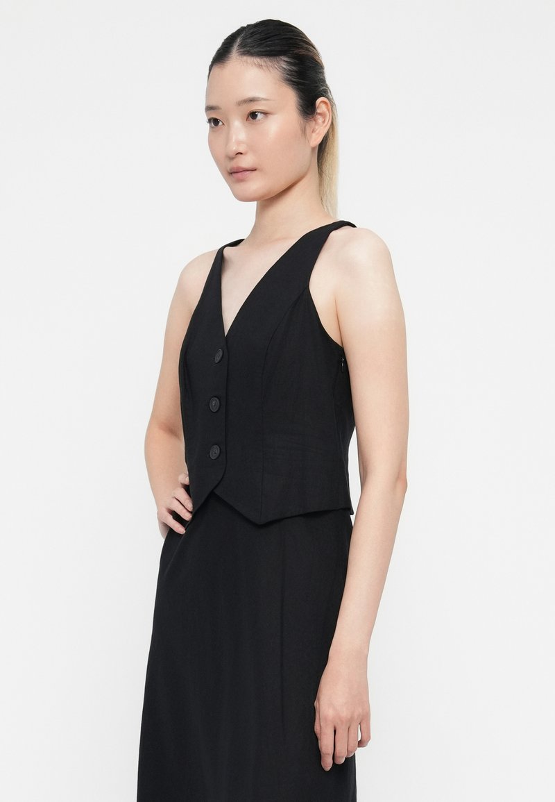 knee length dresses for ladies Long dress with long vest – konokayaty main image 1