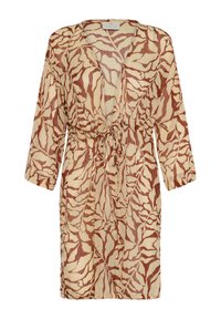 SEA KIMONO - Beach accessory - brown chalk leaf print