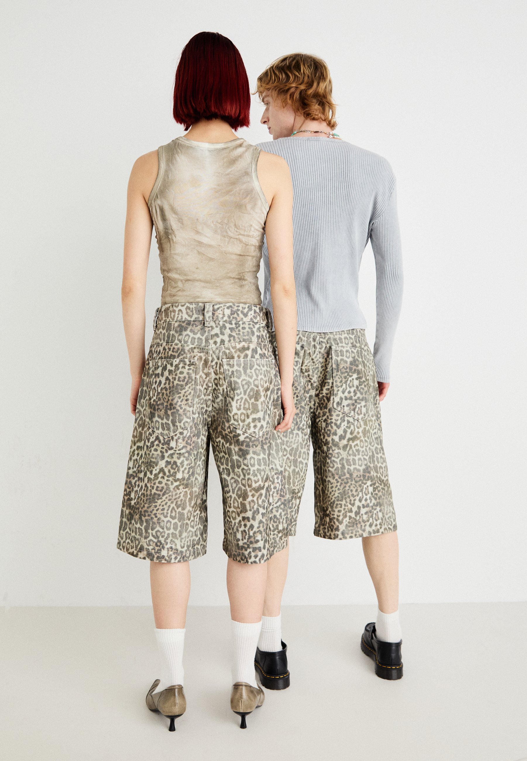 Jaded London LEOPARD JORT UNISEX - Denim shorts - brown