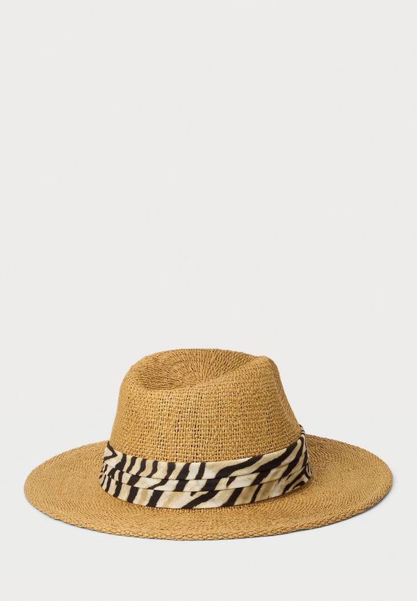 ZEBRA-PRINT-BAND STRAW HAT - Hat - dark natural2