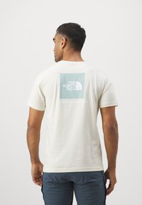 The North Face M SS BOX NSE TEE - Apdrukāts T-krekls - white dune/muted pine