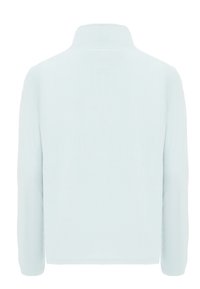 Pullover in pile azzurro chiaro con colletto alto, maniche lunghe e superficie strutturata. Non presenta loghi o motivi visibili.