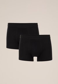 Črne bombažne bokserice, ki se prilegajo, z elastičnim pasom in oblikovanim žepom. Gladka tekstura, na voljo v paketu dveh.