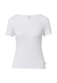Witte t-shirt met korte mouwen van ribstof, met een ronde halslijn en een slimfit. Voorzien van een klein logo op de zoom.