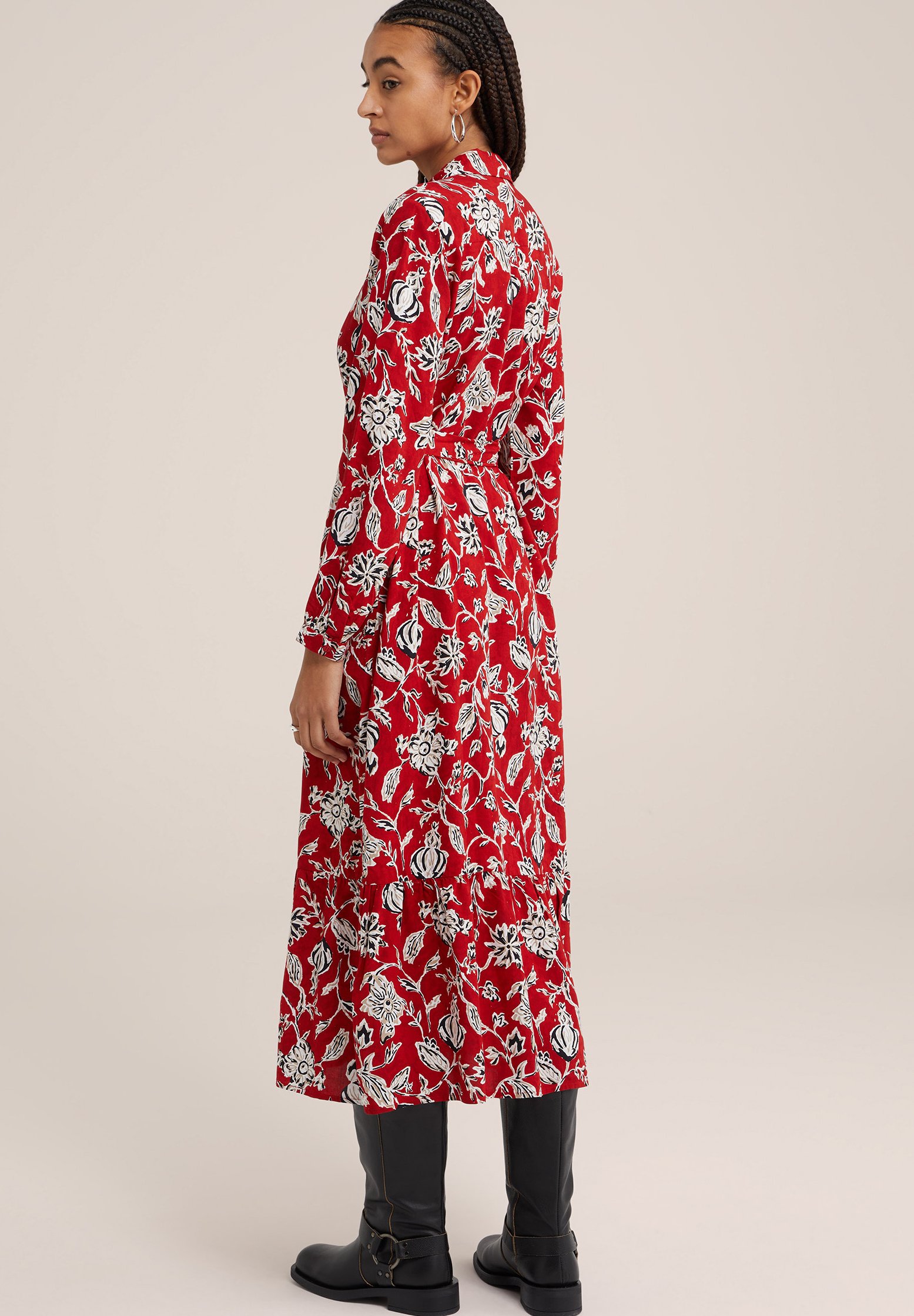 VILA KURZARM - Vestido Camisero - Mars Red/rojo