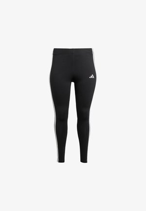 Crne tajice od rastezljivog materijala s bijelim bočnim prugama. Imaju diskretan Adidas logo na stražnjem dijelu bokova.